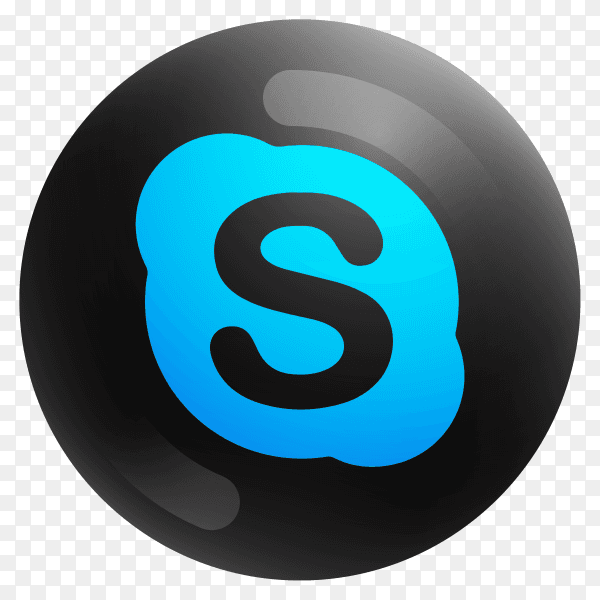 Popular Skype icon in round black color on transparent background PNG