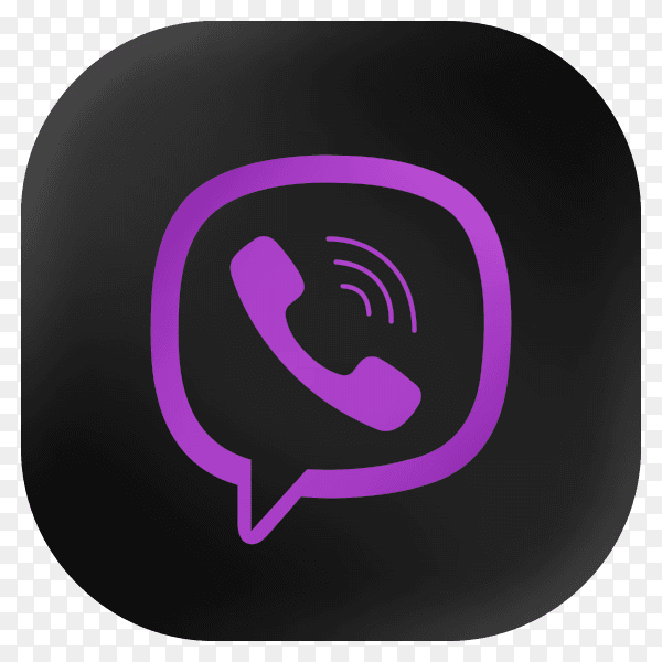 Popular Viber icon in modern round black glass web on transparent background PNG