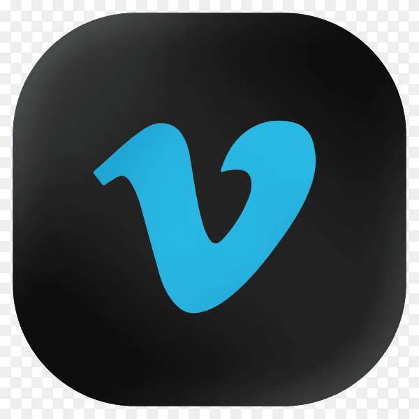 Popular Vimeo icon in modern round black glass web on transparent PNG