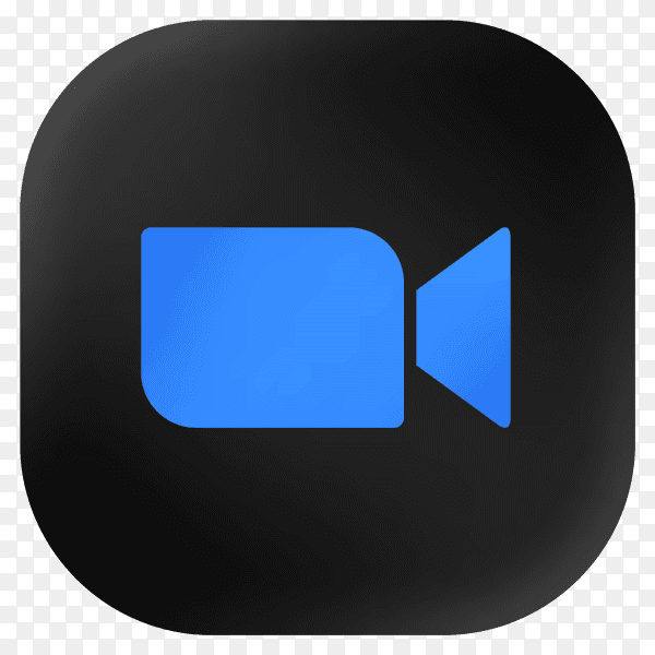 Popular Zoom icon in modern round black glass web on transparent background PNG