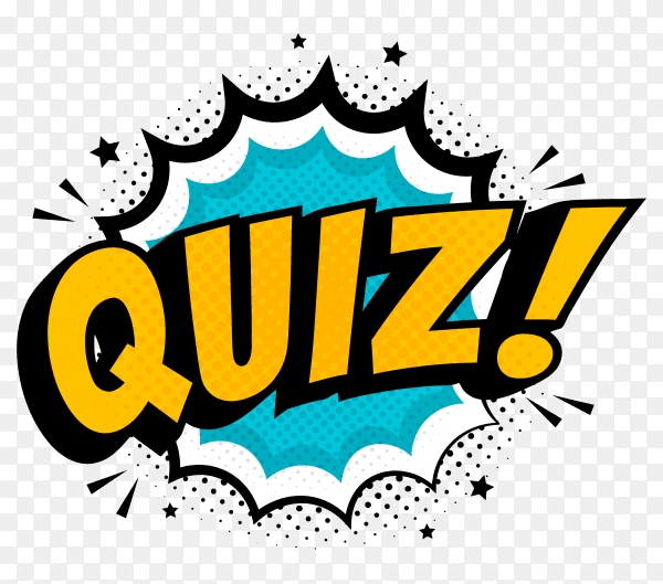 Quiz comic pop art style illustration on transparent background PNG