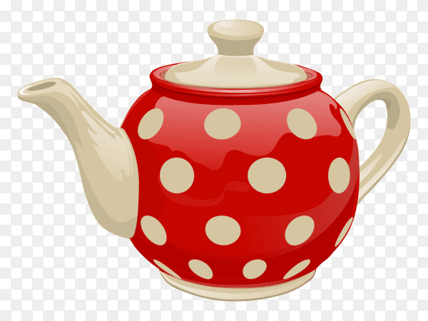 Realistic ceramic teapot premium vector PNG