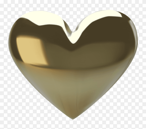 Realistic gold heart illustration on transparent background PNG
