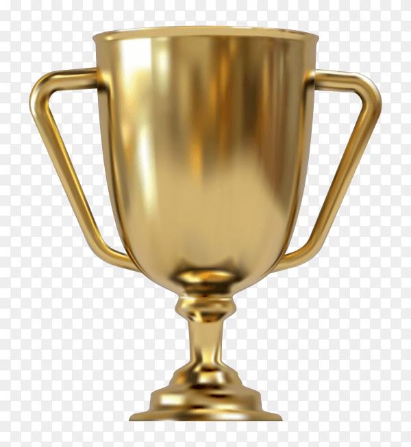 Realistic golden trophy on transparent background PNG