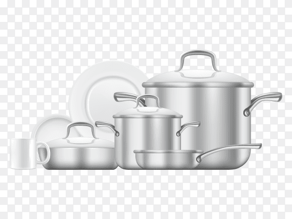 Realistic kitchen utensil collection on transparent background PNG