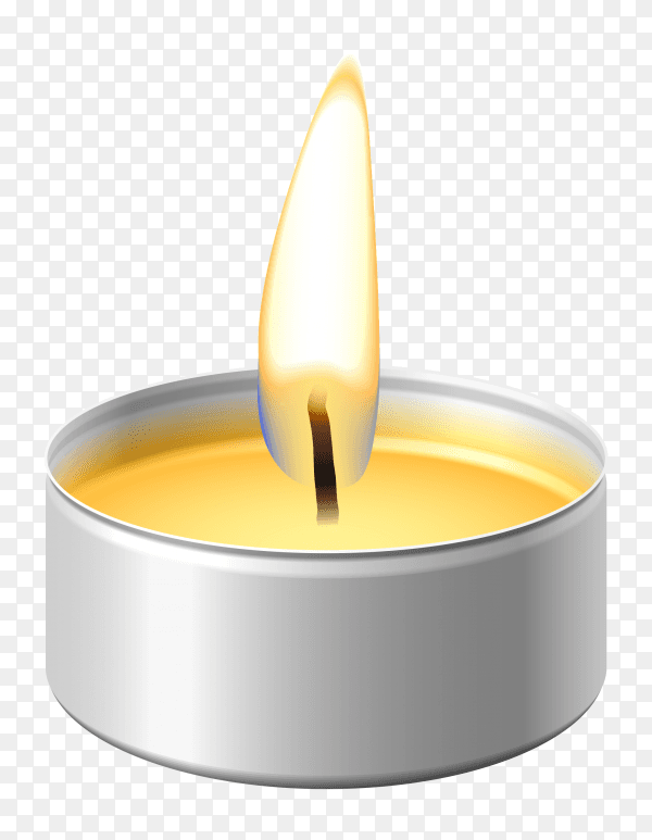 Realistic round wax tealight candle on transparent background PNG