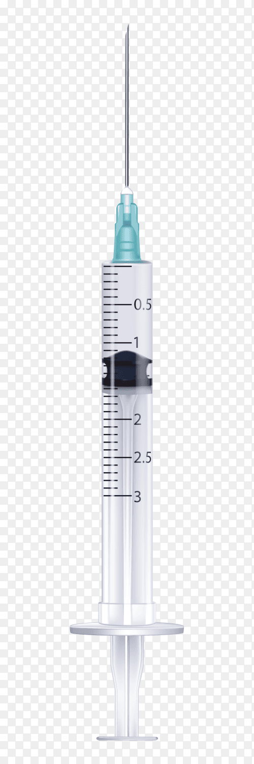 Realistic syringe emblem on transparent background PNG