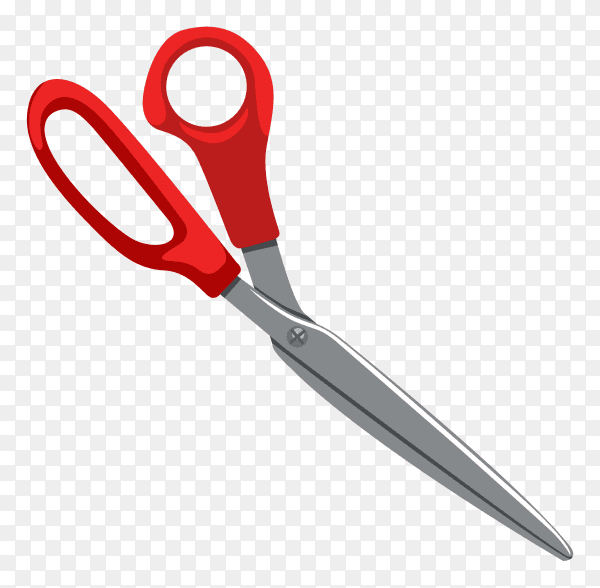 Red scissors illustration on transparent background PNG