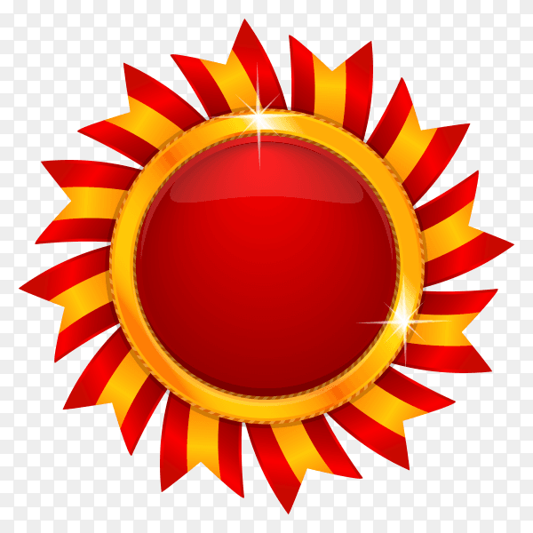 Red sun medal on transparent background PNG