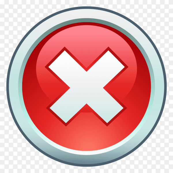 Red wrong check mark on transparent PNG