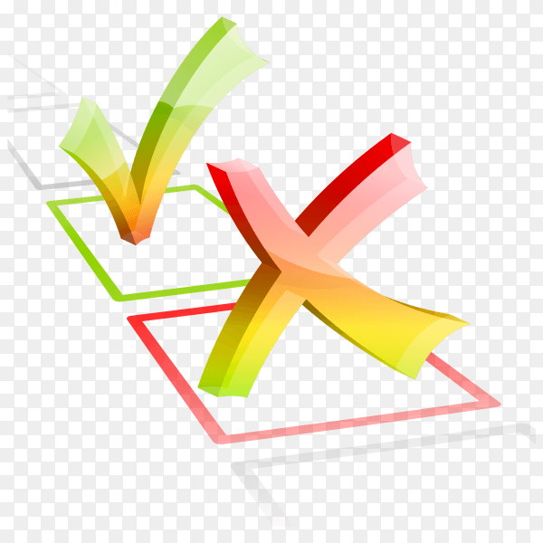 Right and wrong check mark on transparent background PNG