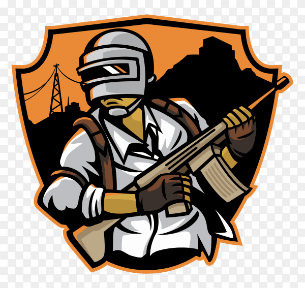 Soldier running battle field in PUBG game premium vector PNG