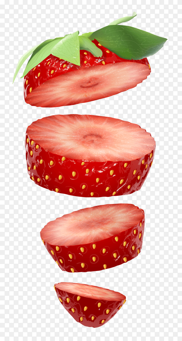 Strawberry slices isolated on transparent background PNG