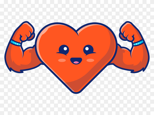 Strong heart illustration on transparent background PNG