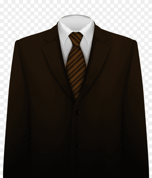 Stylish business Black suit with tie and white shirt on transparent background PNG