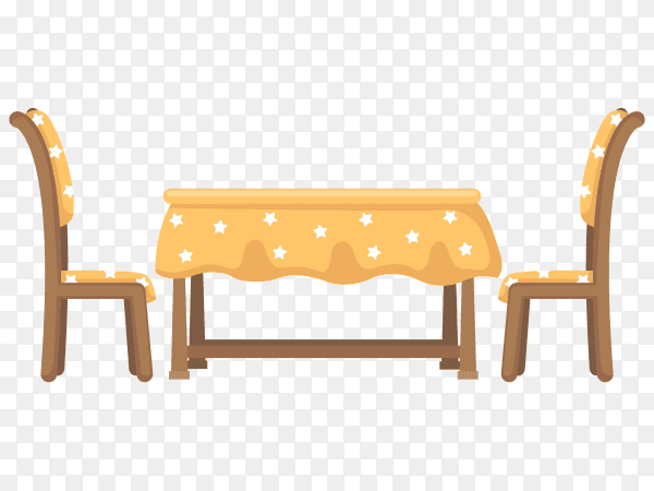 Table and chairs illustration on transparent background PNG