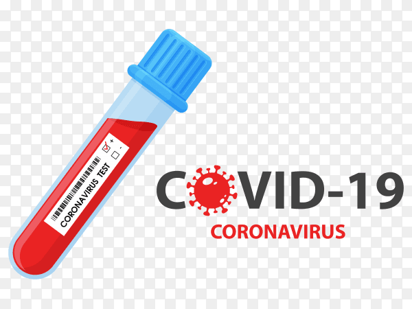 Test tubes that collect blood samples from patients infected with the corona virus on transparent background PNG