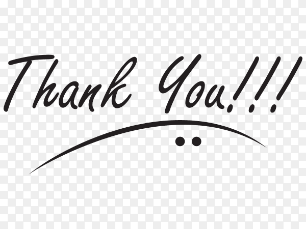 Thank you background with black lettering on transparent background PNG
