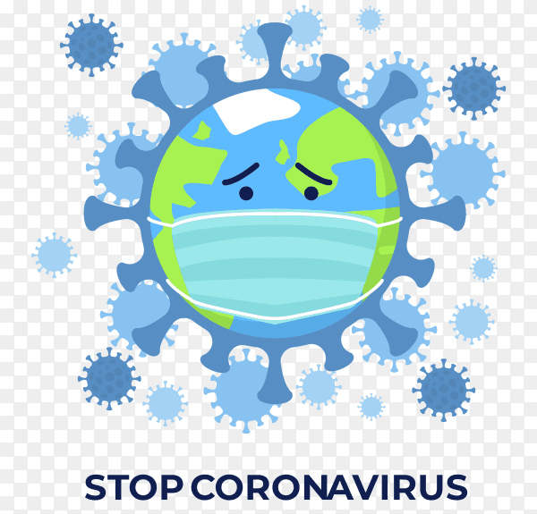 The globe world is possessed by coronavirus on transparent background PNG