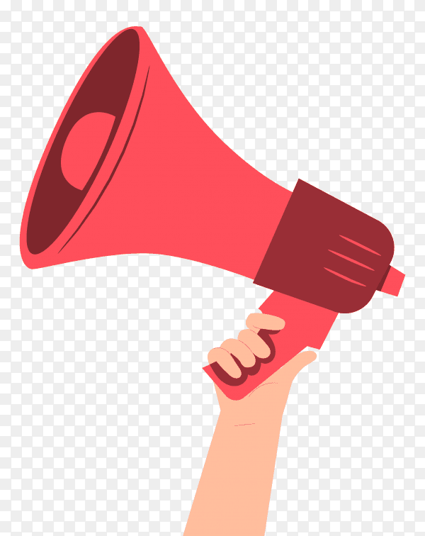 The hand holding a megaphone on transparent background PNG