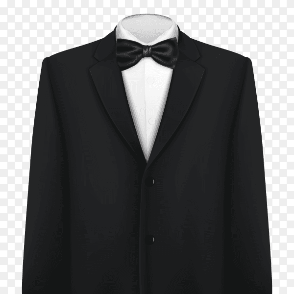 Tuxedo with a bow tie on transparent background PNG