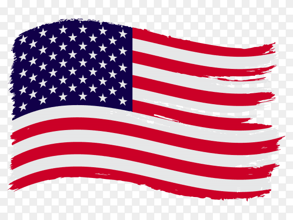 Usa flag grunge style on transparent PNG