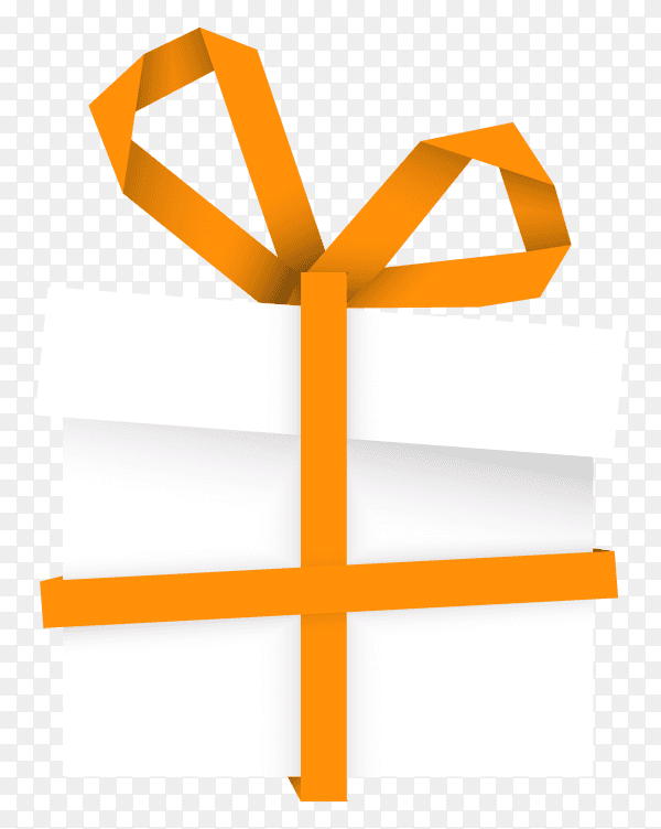 White gift box with Riboon on transparent PNG