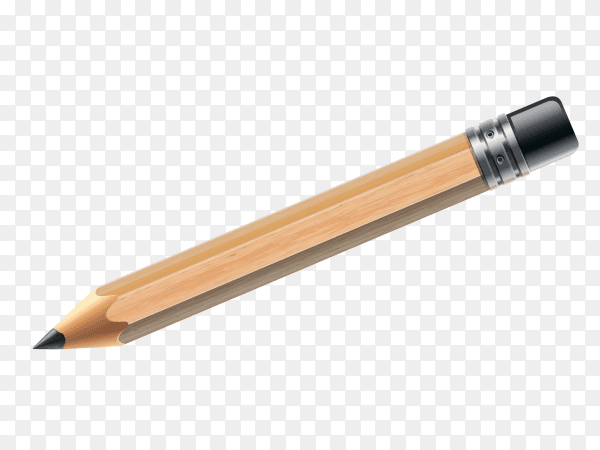 Wooden pencil illustration on transparent background PNG