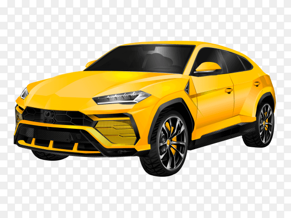 Yellow car design illustration on transparent background PNG