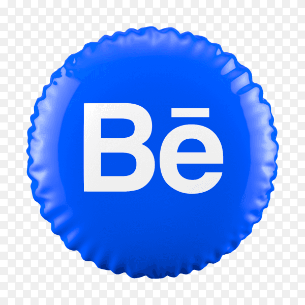 3D Blue Balloon Behance icon on transparent background PNG