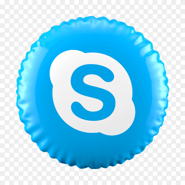 3D Blue Balloon Skype icon on transparent background PNG
