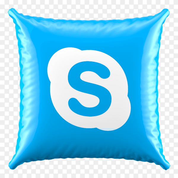 3D Blue Pillow Skype icon on transparent background PNG