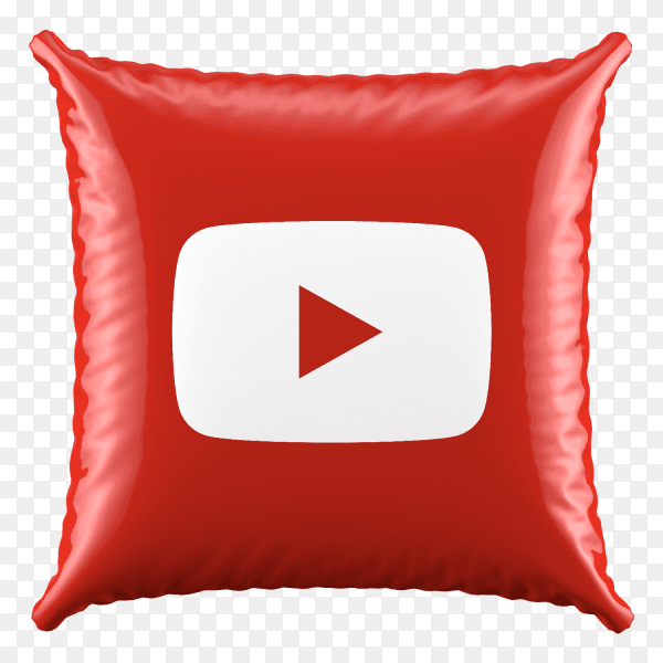 3D Red Pillow YouTube icon on transparent background PNG