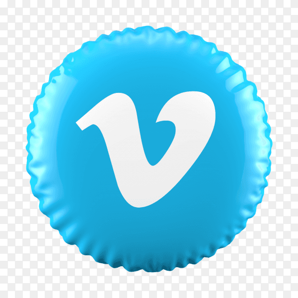 3D balloon Vimeo icon on transparent background PNG