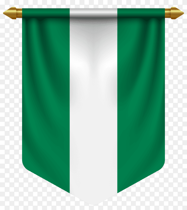 3D realistic pennant with flag of Nigeria on transparent background PNG