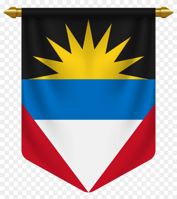 3D realistic pennant with flag of Antigua and Barbuda on transparent background PNG