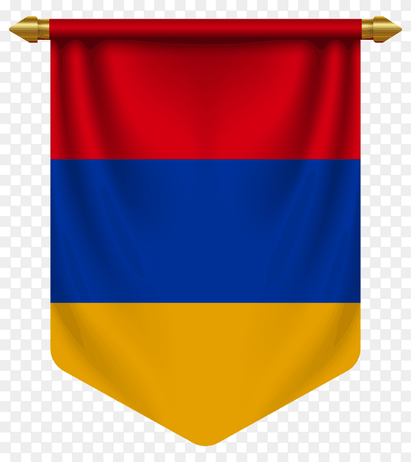 3D realistic pennant with flag of Armenia on transparent background PNG