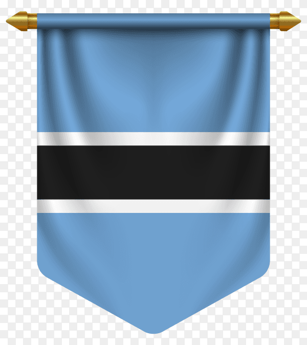 3D realistic pennant with flag of Botswana on transparent background PNG