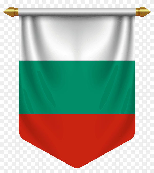 3D realistic pennant with flag of Bulgaria on transparent background PNG