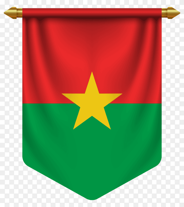 3D realistic pennant with flag of Burkina Faso on transparent background PNG