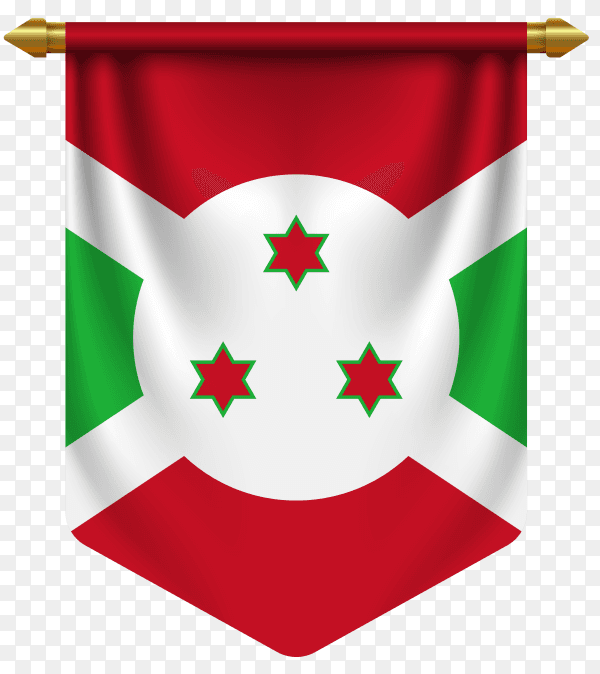 3D realistic pennant with flag of Burundi on transparent background PNG