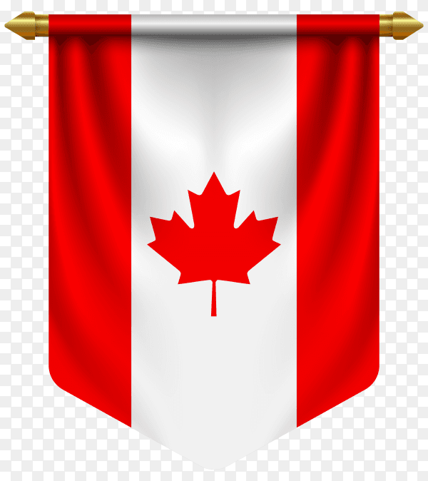 3D realistic pennant with flag of Canada on transparent background PNG