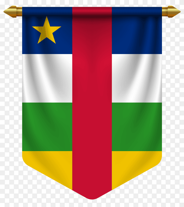 3D realistic pennant with flag of Central African republic national on transparent background PNG