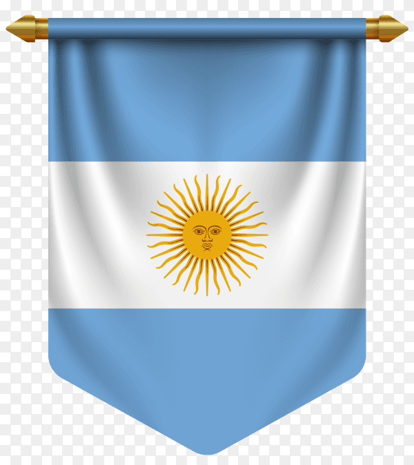3D realistic pennant with flag of Argentina on transparent background PNG
