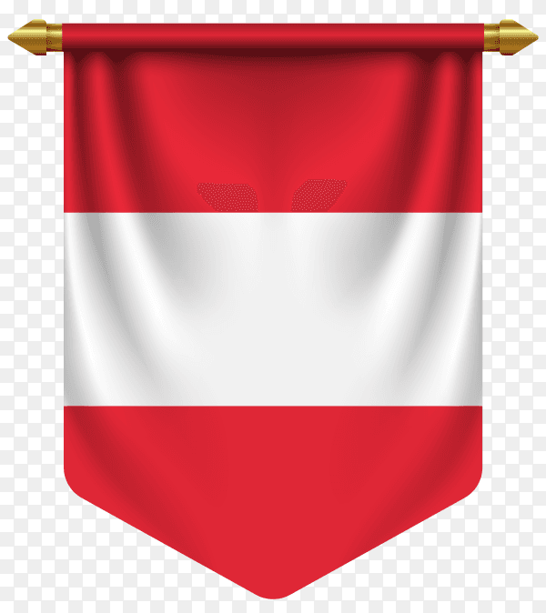 3D realistic pennant with flag of Austria on transparent background PNG