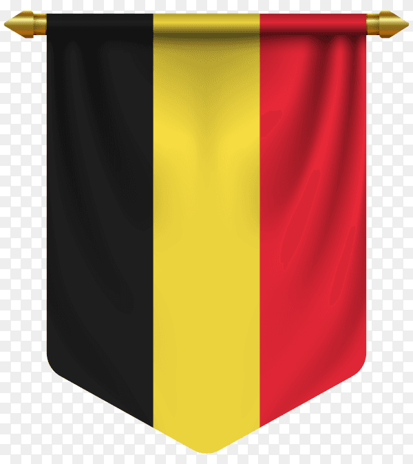 3D realistic pennant with flag of Belgium on transparent background PNG