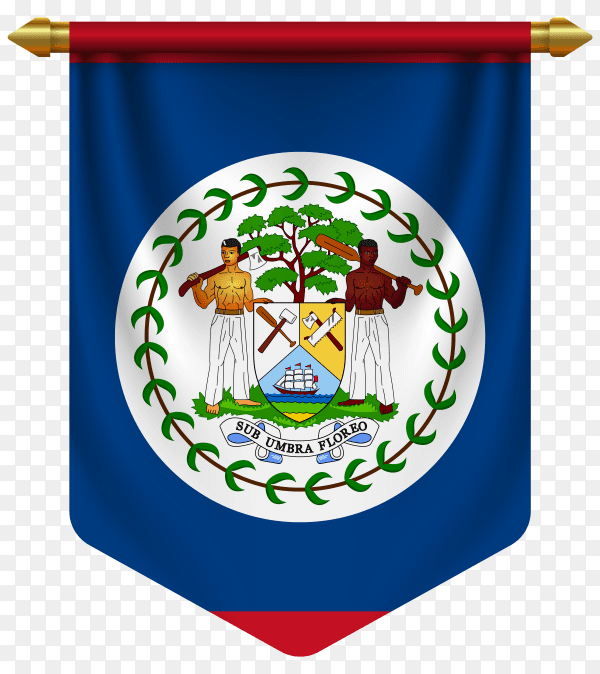 3D realistic pennant with flag of Belize on transparent background PNG