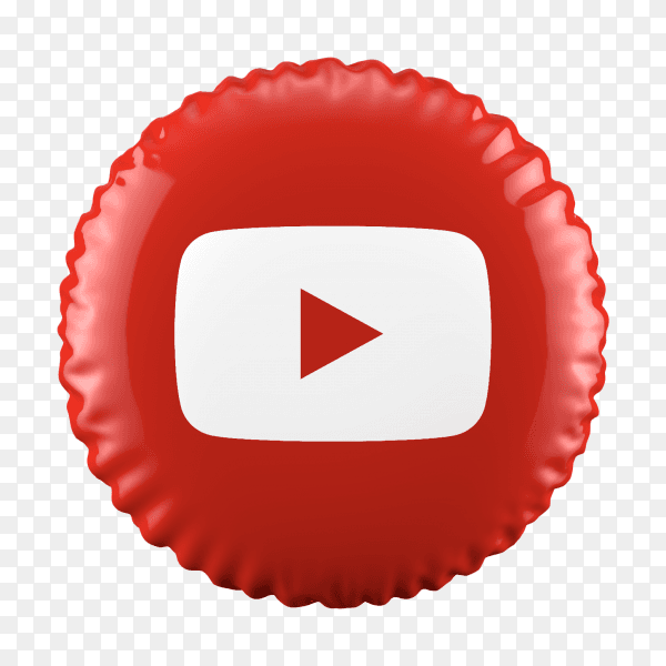 3D red balloon YouTube icon on transparent background PNG