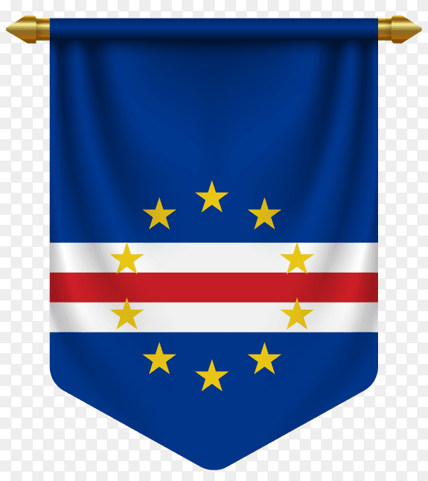 3d realistic pennant with flag of cape Verde on transparent background PNG