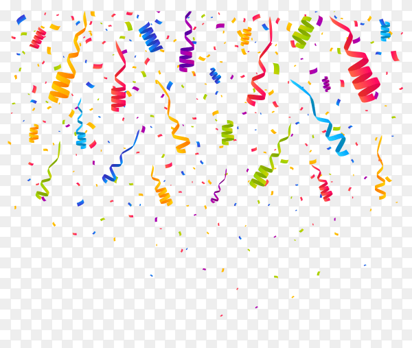 Abstract colorful confetti on transparent background PNG